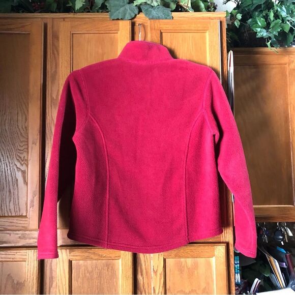 LL Bean Women’s Vintage 1/4 Snap Fleece Pullover Sweater Pockets Pop of Red - S - Picture 9 of 12